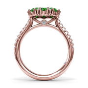 Emerald and Diamond Cluster Flower Ring