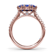 Sapphire and Diamond Cluster Flower Ring