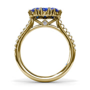 Sapphire and Diamond Cluster Flower Ring