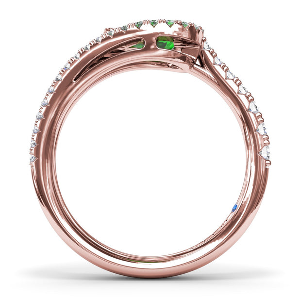 Emerand and Diamond Wrap Ring