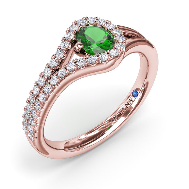 Split Emerald and Diamond Wrap Ring