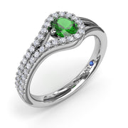 Split Emerald and Diamond Wrap Ring