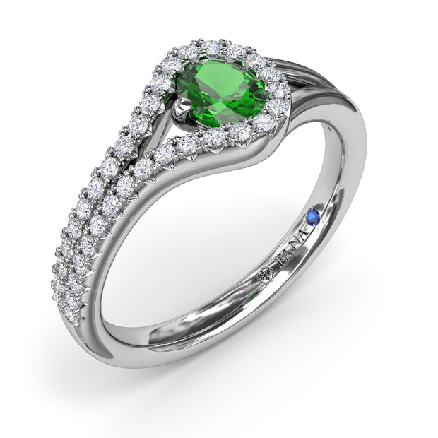 Split Emerald and Diamond Wrap Ring