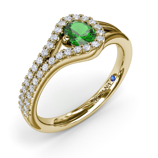 Split Emerald and Diamond Wrap Ring