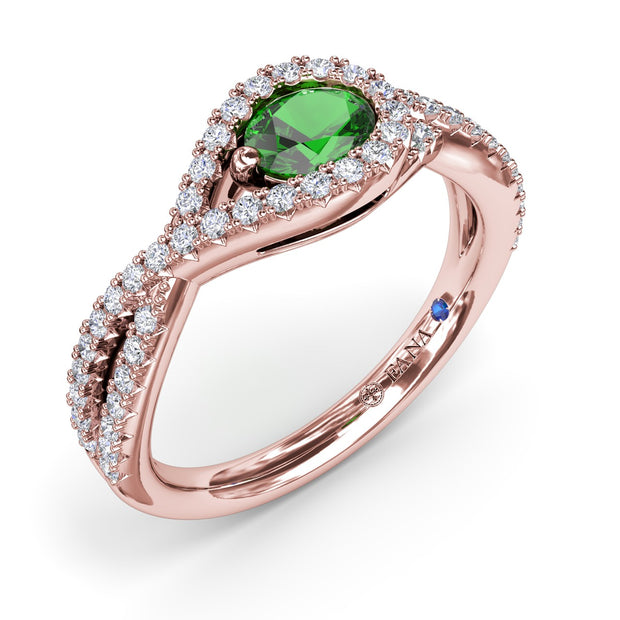 East-to-West Oval Emerald Ring