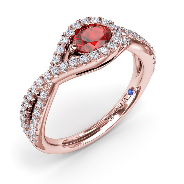 East-to-West Oval Ruby Ring