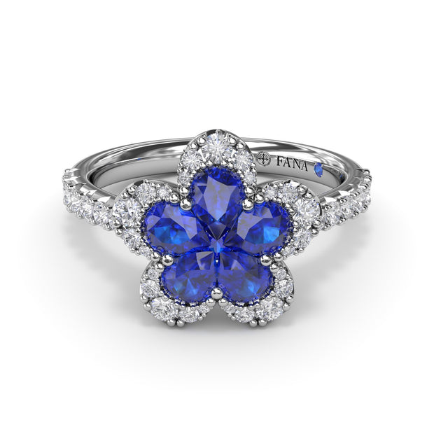 Sapphire and Diamond Magnolia Ring