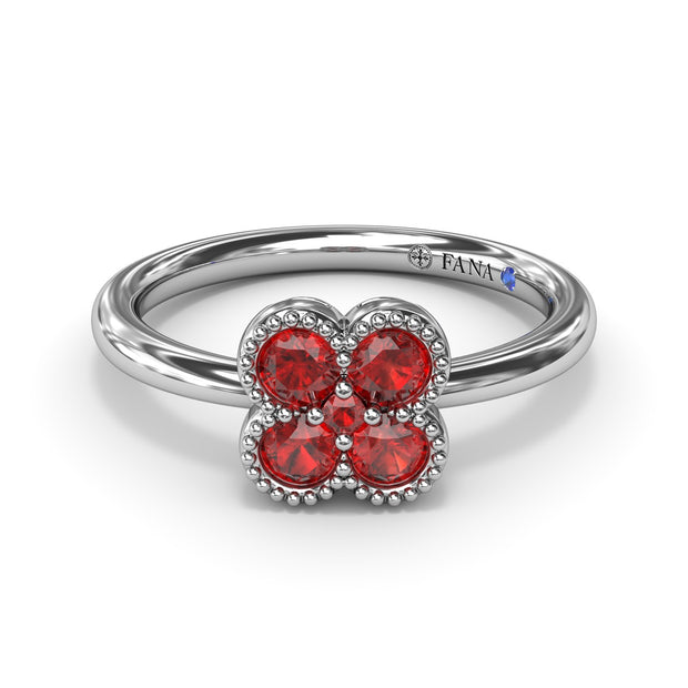 Magnolia Milgrain Ruby Ring