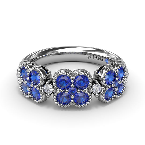 Magnolia Milgrain Sapphire and Diamond Ring