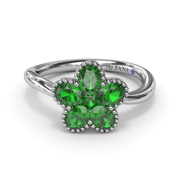 Magnolia Wave Emerald Ring