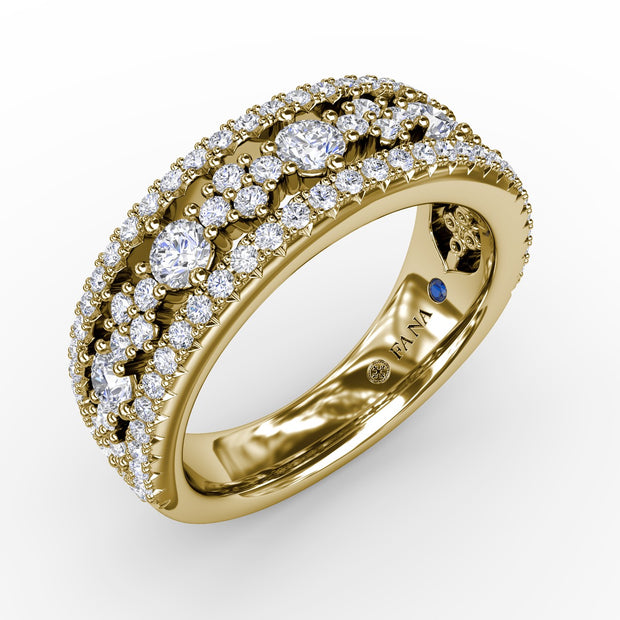 Triple-Row Diamond Patterned Band
