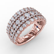 Five-Row Alternating Diamond Band