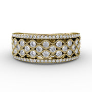 Multi-Patterned Milgrain Diamond Band
