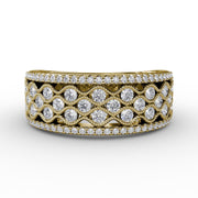 Multi-Patterned Milgrain Diamond Band