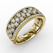 Multi-Patterned Milgrain Diamond Band