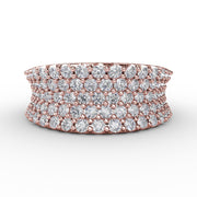Five-Row Shared Prong Diamond Band