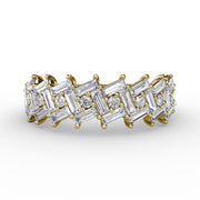 Baguette & Round Diamond Cluster Band
