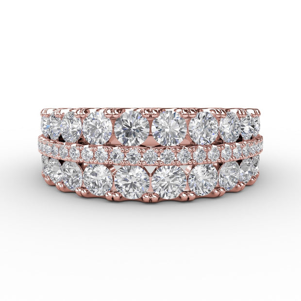Triple-Row Round Diamond Band