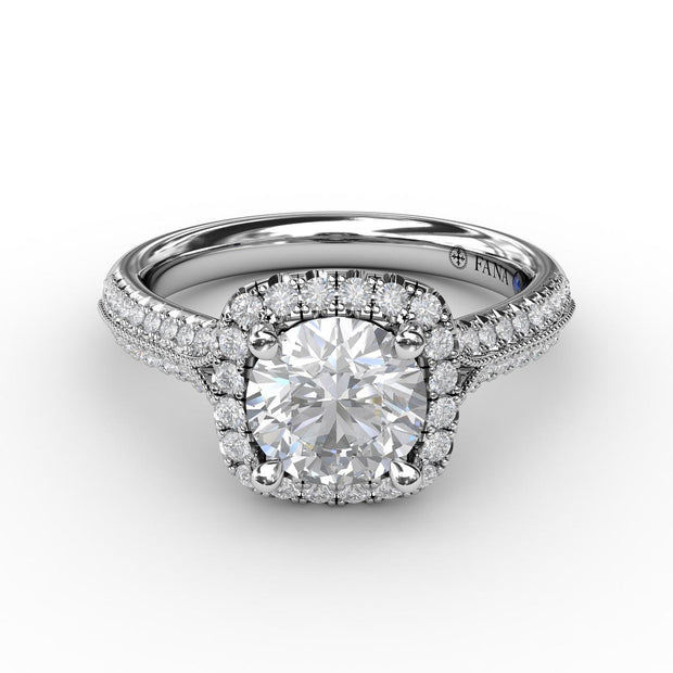 Cushion Halo Engagement Ring