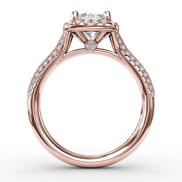 Cushion Halo Engagement Ring