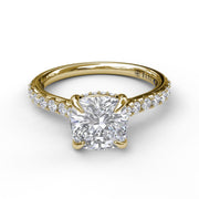 Cushion Cut Solitaire With Hidden Halo