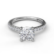 Petite Round Cut Solitaire With Pave Shank