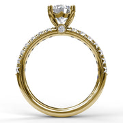 Classic French-Cut Pave Round Solitaire