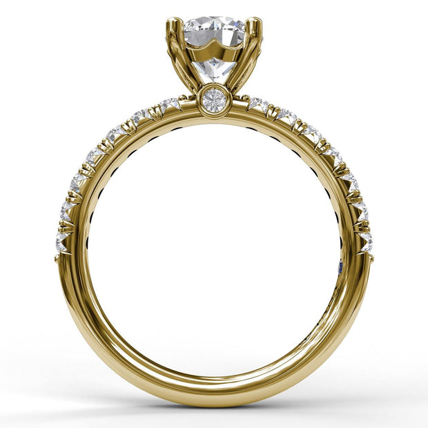 Classic French-Cut Pave Round Solitaire