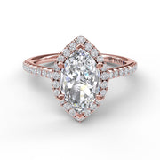 Marquise Diamond With Halo Engagement Ring