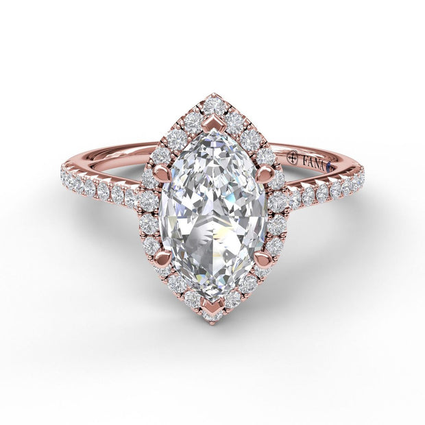 Marquise Diamond With Halo Engagement Ring