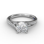 Classic Diamond Engagement Ring with Detailed Milgrain Band