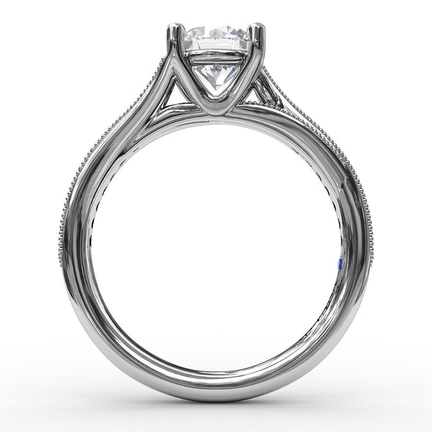 Classic Diamond Engagement Ring with Detailed Milgrain Band