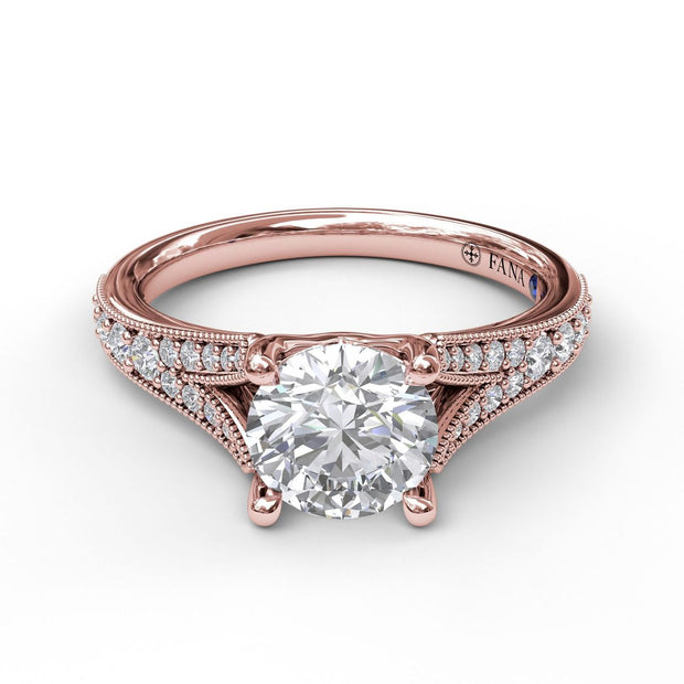 Subtle Split Band Engagement Ring With Milgrain Detail