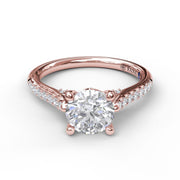 Classic Diamond Engagement Ring with Beautiful Side Detail