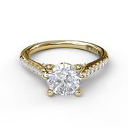 Classic Diamond Engagement Ring with Beautiful Side Detail