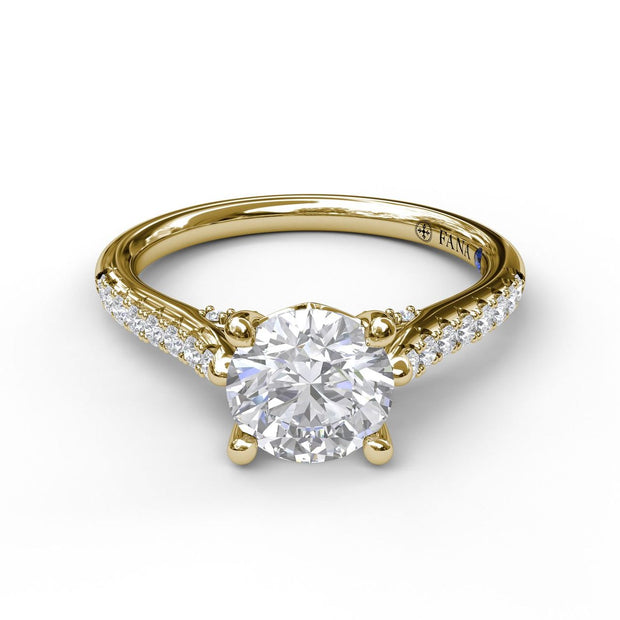Classic Diamond Engagement Ring with Beautiful Side Detail