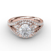 Round Cut with Halo and Dramatic Split Band