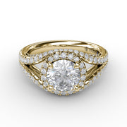 Round Cut with Halo and Dramatic Split Band