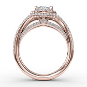 Round Cut with Halo and Dramatic Split Band