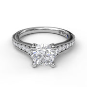 Classic Diamond Engagement Ring with Detailed Milgrain Band