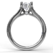 Classic Diamond Engagement Ring with Detailed Milgrain Band