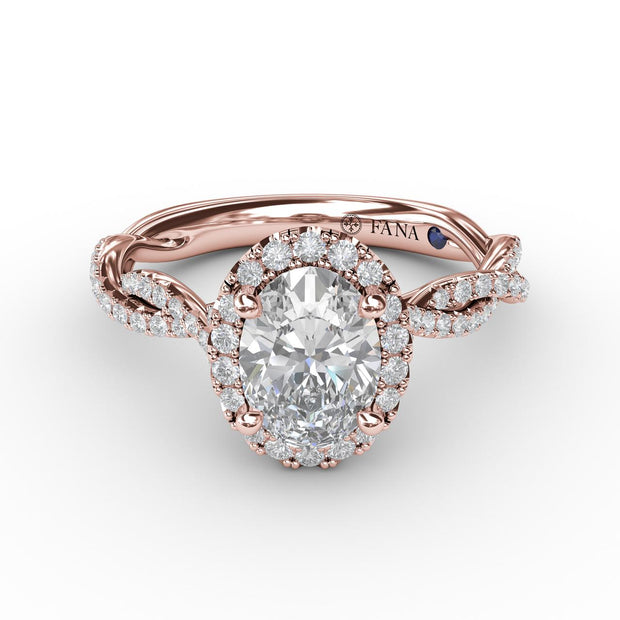 Oval Halo with Diamond Twist Shank