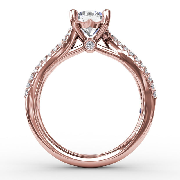 Contemporary Solitaire Engagement Ring With Multi-Row Tapered Diamond Band