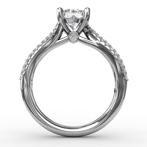 Contemporary Solitaire Engagement Ring With Multi-Row Tapered Diamond Band