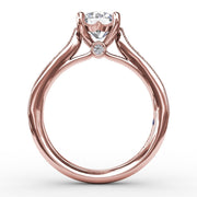 Classic Solitaire Engagement Ring With Milgrain Diamond Band