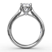 Classic Solitaire Engagement Ring With Milgrain Diamond Band