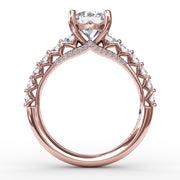 Contemporary Diamond Solitaire Engagement Ring With Openwork Diamond Band