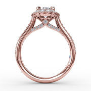 Vintage Scalloped Halo Oval Engagement Ring With Milgrain Details