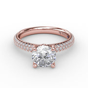 Classic Solitaire Engagement Ring With Seamless Pavé Band