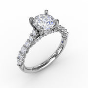 Contemporary Diamond Solitaire Engagement Ring With Hidden Halo